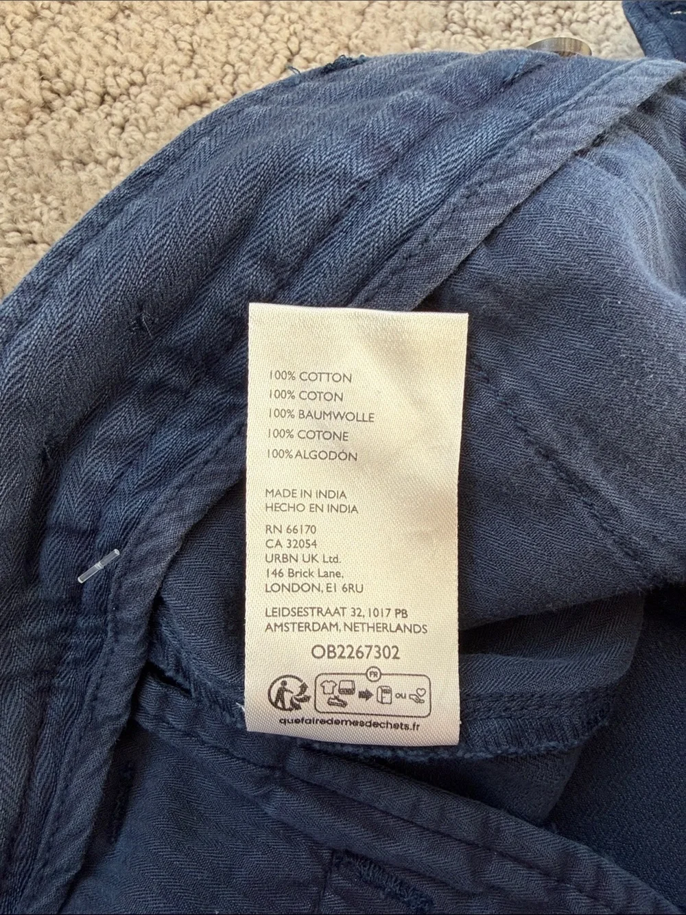 Free People Keepsake Herringbone Chino Shorts Blue Women’s Size 8 NWOT